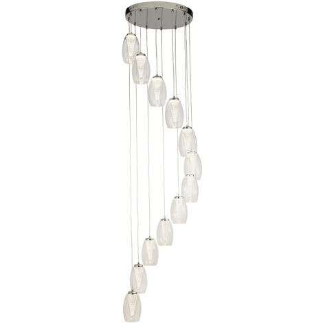 Searchlight Cyclone Pendente  Drop 12 Luci, Vetro Trasparente 3000K