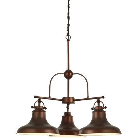 Searchlight Dallas - Lampadario a 3 luci marrone, bianco, attacco E27