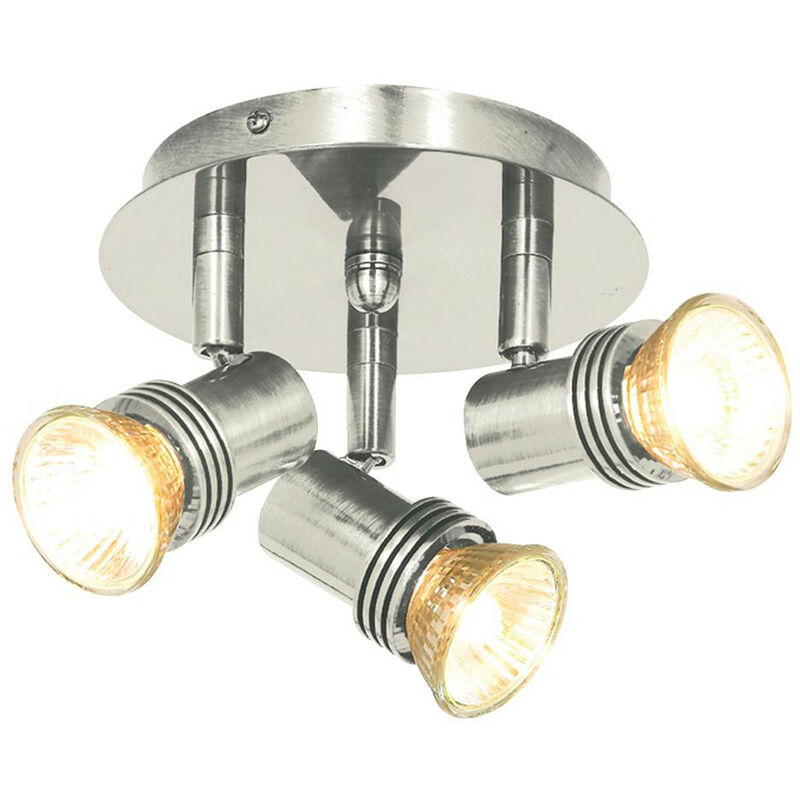 Decco 3 Light Spotlight Satin Silver Metal - Searchlight