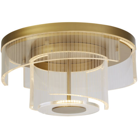 Searchlight Deco Plafonnier LED, métal doré et acrylique transparent