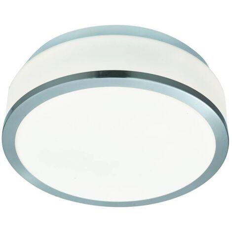Searchlight Discs - Badezimmer Flush 2 Lichtdecke Satin Silber, Opal IP44, E27