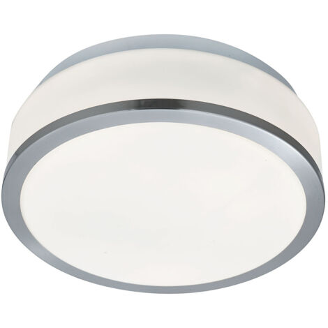 Searchlight Discs - Bagno Flusso 2 Luci Soffitto Argento Satinato IP44, E27