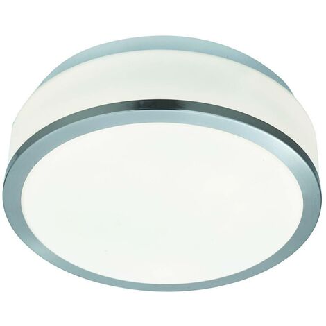 main image of "Searchlight Discs - Bathroom Flush 2 Light Ceiling Satin Silver IP44, E27"