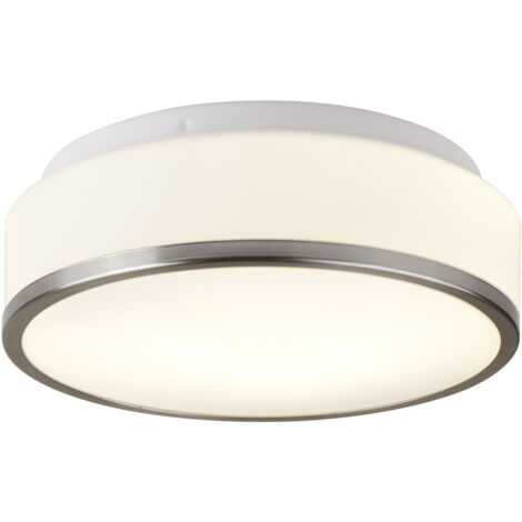 Searchlight Discs - Flusso Bagno 2 Luci Soffitto Argento Satinato, Opale IP44, E27