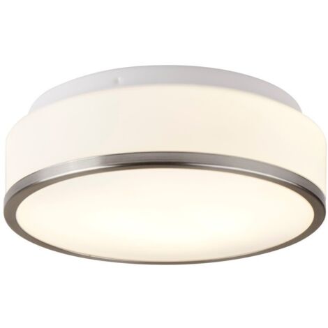 Searchlight Discs - Salle de bains Plafonnier à 2 ampoules au fini argent satiné, opale IP44, E27