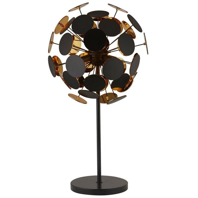 Searchlight Lighting - Searchlight DISCUS - 3 Light Black, Gold Table Lamp