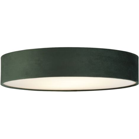Searchlight Drum Pleat 3 Lumière Velvet Flush, Abat-jour Vert