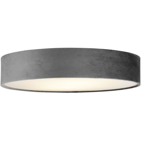 Searchlight Drum Pleat 3 Lumières Velvet Flush, Abat-jour Gris