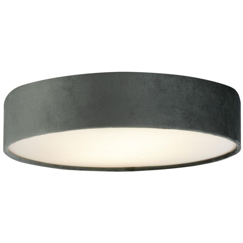 Drum Pleat 3 Lumières Velvet Flush, Abat-jour Gris - Searchlight