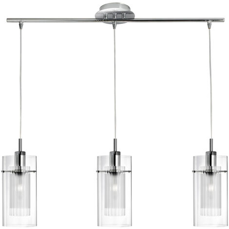 Searchlight Duo 1 - Lampada a sospensione a grappolo con 3 luci cromo, vetro, attacco E14