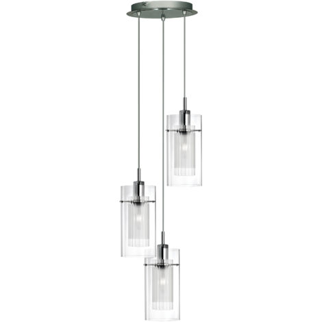 Searchlight Duo 1 - Luminaire suspendu à 3 ampoules, chrome, verre, E14