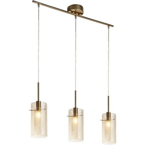Searchlight Duo 3 Lampada a sospensione Duo III a 3 barre in bronzo, bicchiere di champagne