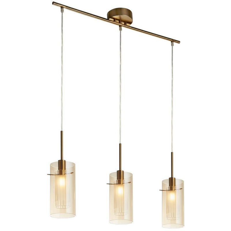 Duo iii 3 Light Bar Pendant Bronze, Champagne Glass - Searchlight