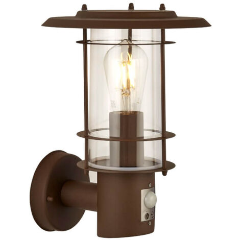 Searchlight Edgeware Applique murale d'extérieur et de porche, capteur brun rouille IP44
