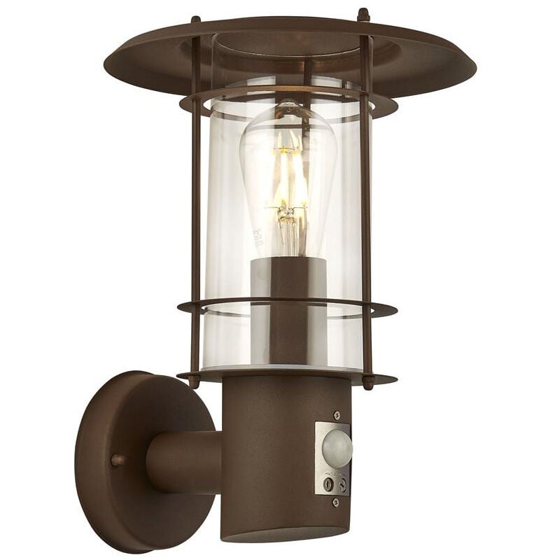 Edgeware Applique murale d'extérieur et de porche, capteur brun rouille IP44 - Searchlight