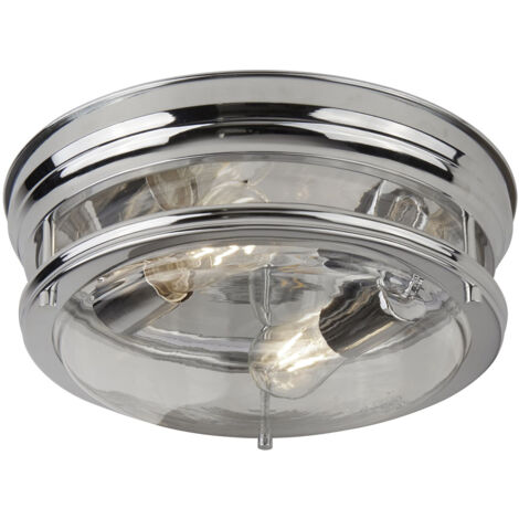 Searchlight Edinburgh - Plafoniera a filo per bagno a 2 luci Cromo IP44, E27