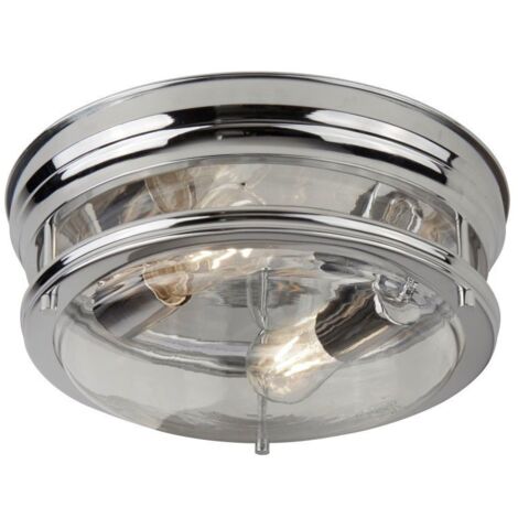 Searchlight Edinburgh - Plafonnier affleurant de salle de bains à 2 ampoules Chrome IP44, E27
