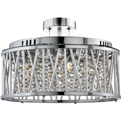 Searchlight Elise - Plafonnier à 5 ampoules au fini chrome avec cristaux, G9