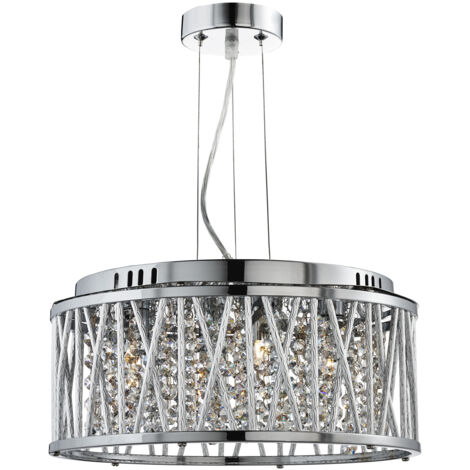 Searchlight Elise - Sospensione a soffitto a 4 luci cromata con cristalli, G9