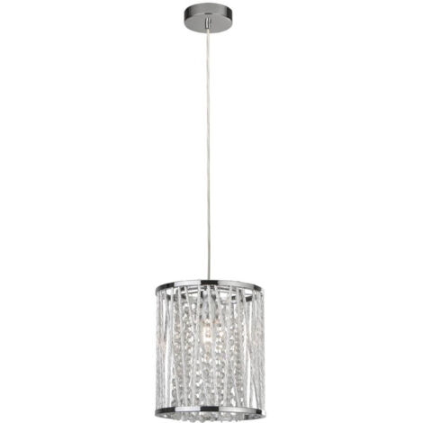Searchlight Elise - Suspension à 1 lumière, chrome, gouttes de cristal, E27