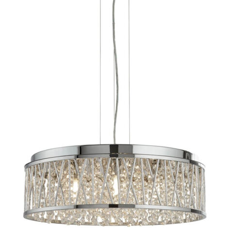 Searchlight Elise - Suspension à 7 ampoules au fini chrome avec cristaux de verre, G9