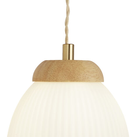 Searchlight Ella Lampada da parete in ottone, metallo, legno e vetro opalino rigato