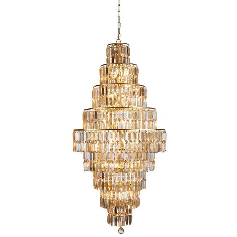 Image of Empire 13 Light Chandelier Satin Brass, Champagne Glass - Searchlight