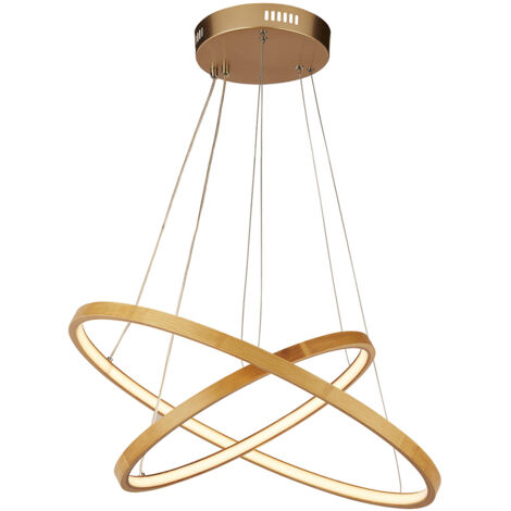 Searchlight Eternity Lampada a sospensione a LED in bambù naturale e metallo dorato