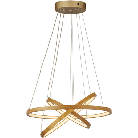 Searchlight Eternity Lampada a sospensione a LED in bambù naturale e metallo dorato
