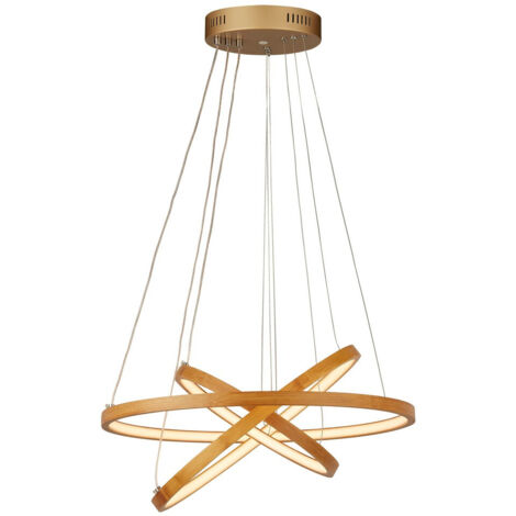 Searchlight Eternity LED-Deckenpendel aus natürlichem Bambus und goldenem Metall