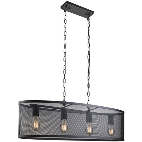 Searchlight Fishnet - Suspension à 4 ampoules en maille noir mat, E27