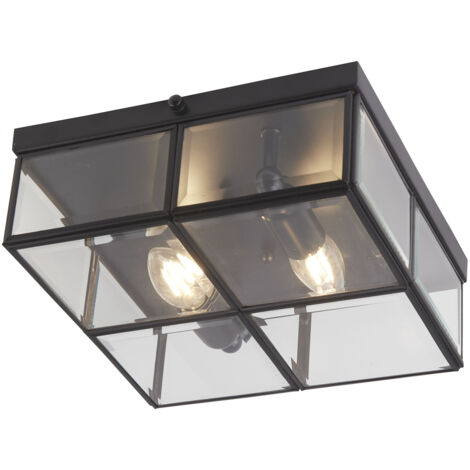 Searchlight Flush - 2 Light Semi Flush Nero Opaco, E14