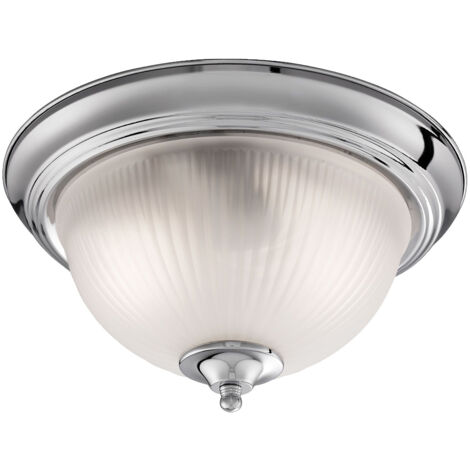 Searchlight Flush - Flusso Bagno 2 Luci Soffitto Argento Satinato IP44, E14