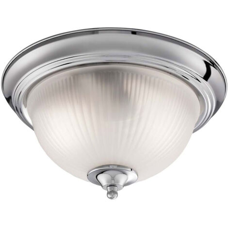 Searchlight Flush - Plafonnier encastré à 2 ampoules au fini argent satiné IP44, E14