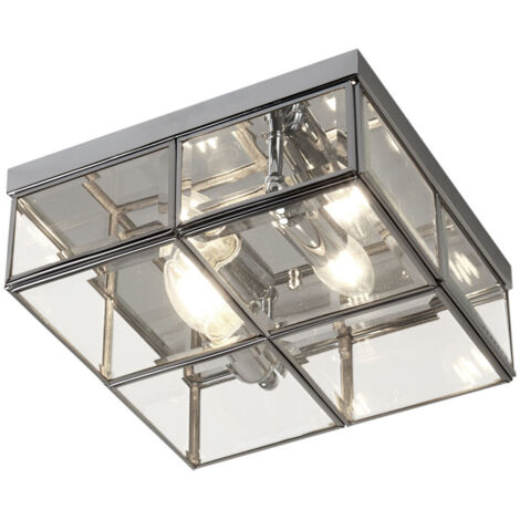 Searchlight Flush - Plafonnier encastré à 2 ampoules, chrome, E14