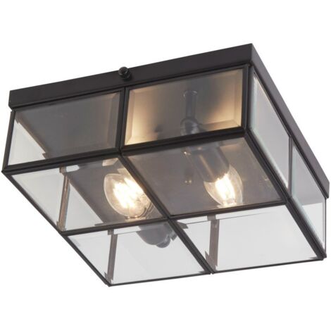 Searchlight Flush - Semi-encastré à 2 ampoules noir mat, E14