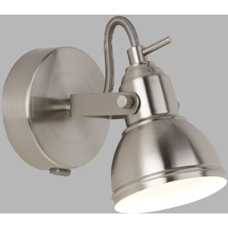 Searchlight Focus - Faretto da Parete Orientabile 1 Luce da Interno Argento Satinato, GU10