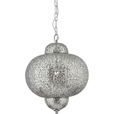 Searchlight Fretwork - Lampadario marocchino a 1 luce Nichel lucido, E27