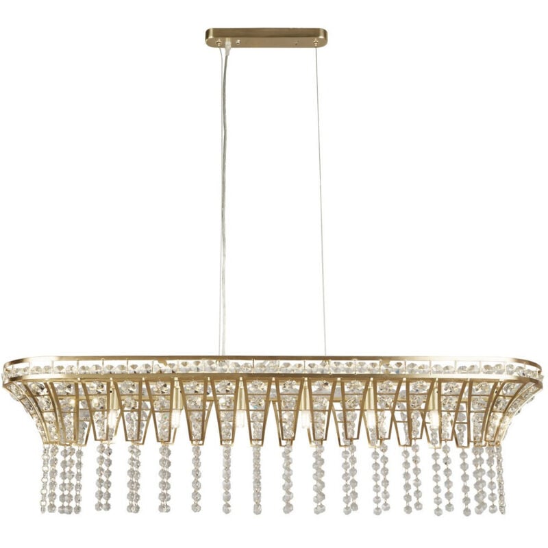 Searchlight - Gemma 8 Light Bar Pendant Satin Brass, Clear Crystal
