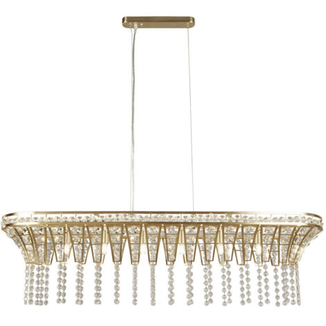 Searchlight Gemma Luminaire suspendu à 8 barres en laiton satiné et cristal transparent
