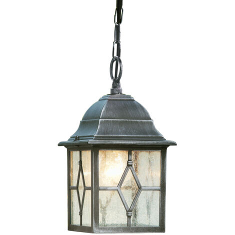 Searchlight Genoa - Lampada da soffitto per esterni a 1 luce nera, argento, E27
