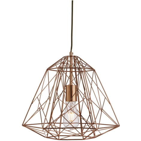 Searchlight Geometric Cage - Sospensione a soffitto a 1 filo di rame, E27