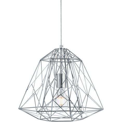 Searchlight Geometric Cage - Suspension de plafond à 1 ampoule en fil chromé, E27