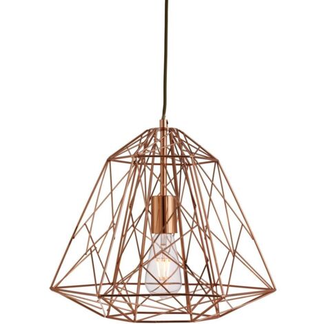 Searchlight Geometric Cage - Suspension de plafond à 1 fil de lumière en cuivre, E27