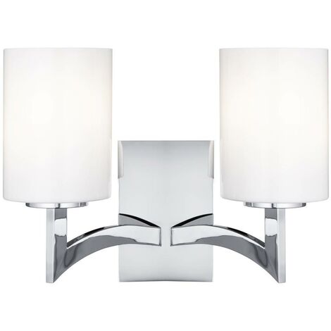 Searchlight Gina - 2 Light Indoor Wall Light Chrome with Glass Shade, E27