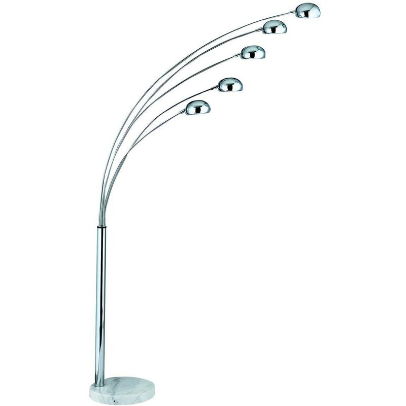 Giraffe - Lampada da terra 5 luci cromata, con base in marmo, attacco E14 - Searchlight