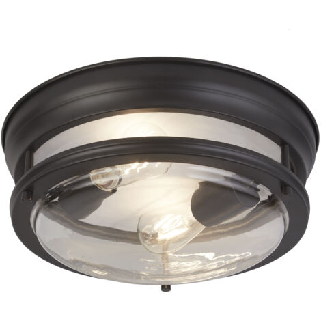 Searchlight Glasgow 2 luci a filo nero, vetro trasparente