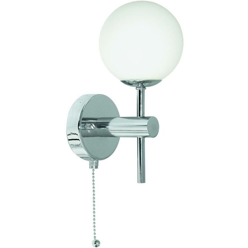 Global - led 1 Light Bathroom Wall Light Chrome with Opal Glass Shade IP44 - Searchlight