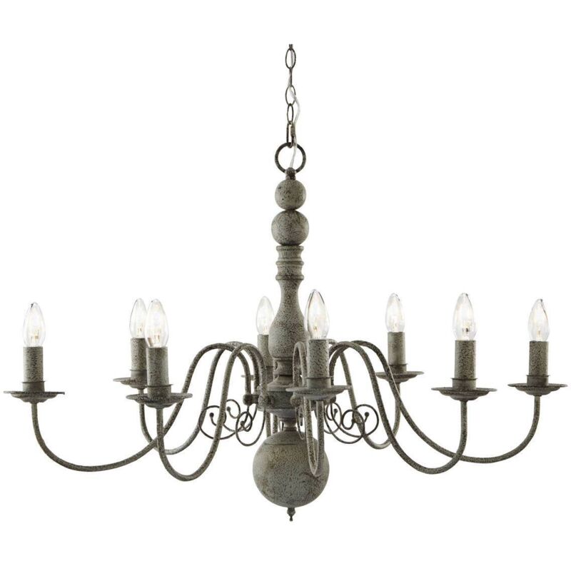 Searchlight - Lampadario Contemporaneo Greythorne Acciaio Grigio 8 Luci E14