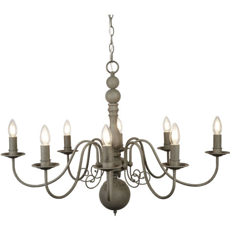 Searchlight Greythorne - Lampadario a 8 luci finitura grigia, attacco E14